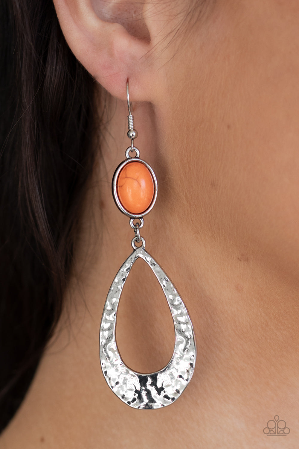 Paparazzi ~ Badlands Baby ~ Orange Earrings