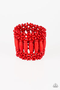 Paparazzi ~ Barbados Beach Club ~ Red Wooden Bead Bracelet (stretchy bands)