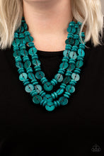 Load image into Gallery viewer, Paparazzi ~ Barbados Bopper ~ Blue Wooden Bead Necklace Set