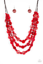 Load image into Gallery viewer, Paparazzi ~ Barbados Bopper ~ Red Wooden Bead Necklace Set