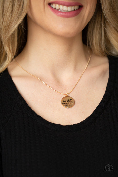 Paparazzi ~ Be Still ~ Gold Inspirational Necklace Set