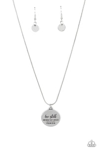 Paparazzi ~ Be Still ~ Silver Inspirational Necklace Set