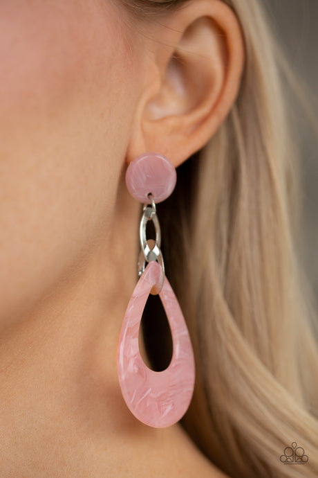Paparazzi ~ Beach Oasis ~ Pink Acrylic Post Earrings