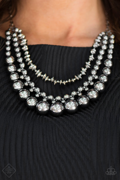 Paparazzi ~ Beaded Beauty ~ Black Gunmetal Necklace Set (Fashion Fix Exclusive)