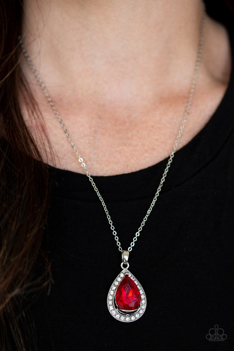 Paparazzi ~ Because I'm Queen ~ Red Pendant Necklace Set