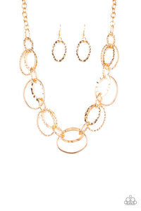 Paparazzi ~ Bend OVAL Backwards ~ Gold Necklace Set