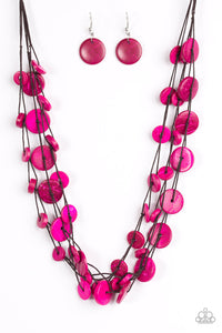 Paparazzi ~ Bermuda Beach House ~ Pink Wooden Bead Necklace Set