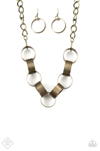 Paparazzi ~ Big Hit ~ Brass Necklace Set (Fashion Fix Exclusive)