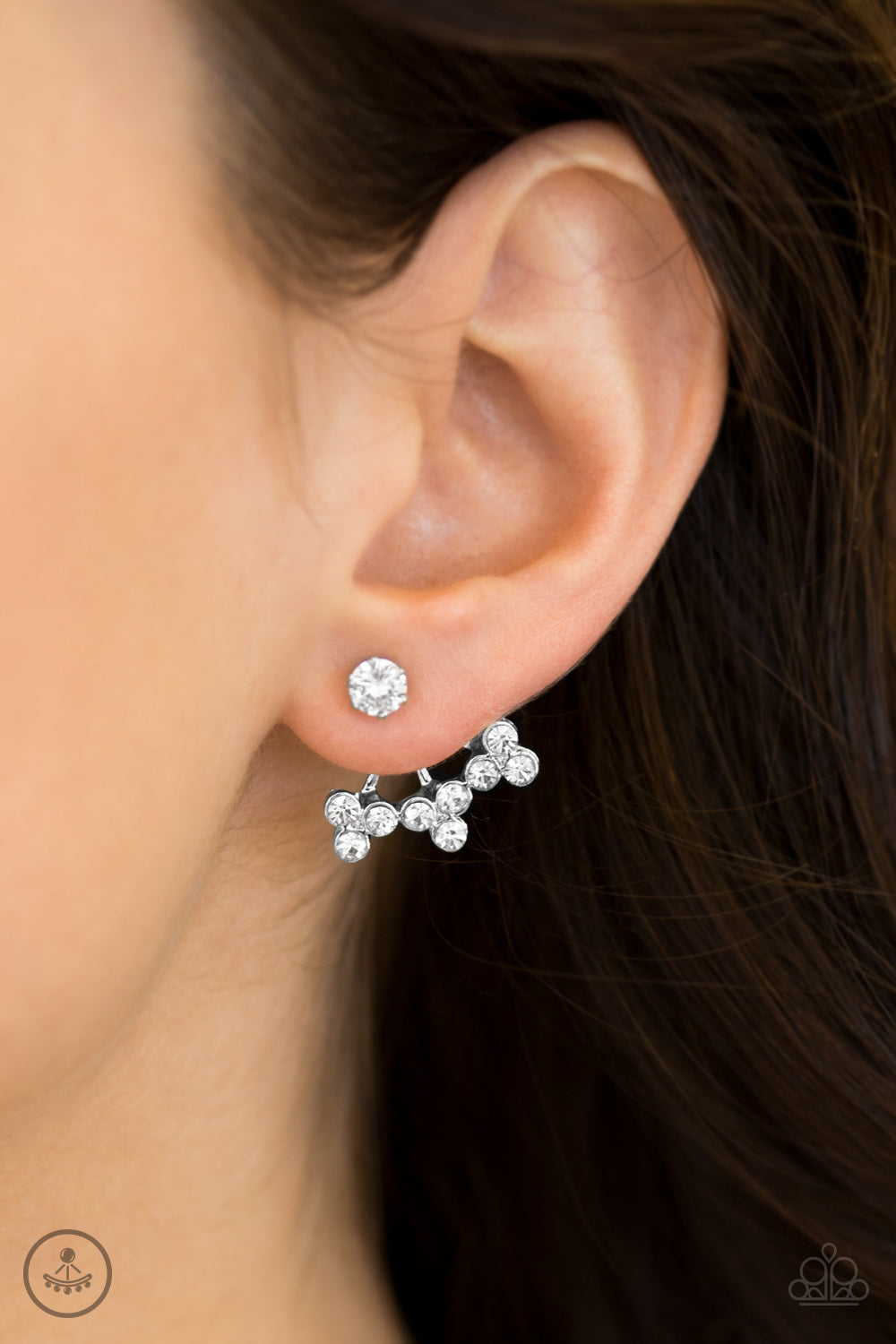 Paparazzi ~ Big Reputation ~ White  Double-Sided Post Earrings