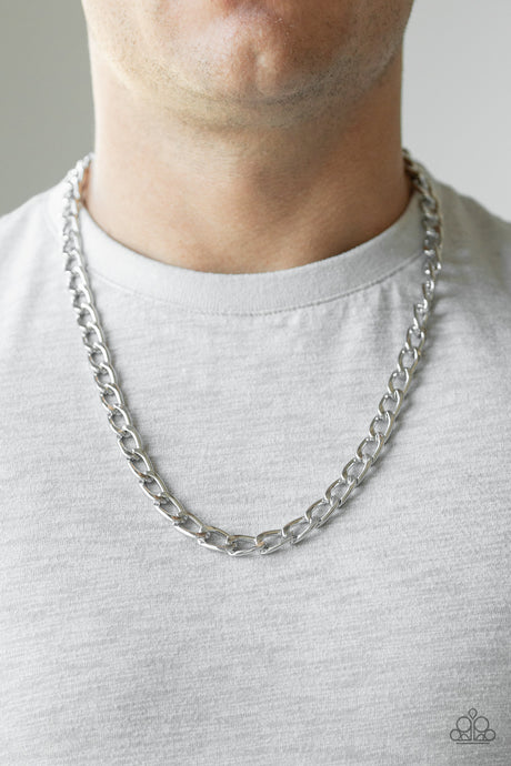 Paparazzi ~ Big Win ~ Men's  Silver Urban Necklace