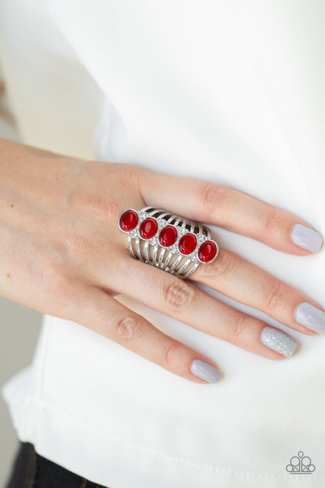 Paparazzi ~ BLING Your Heart Out ~ Red Ring with Stretchy Band (Life if the Party  Exclusive)