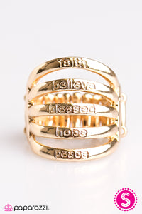 Paparazzi ~ Blissfully Blessed ~ Gold Ring with Stretchy Band
