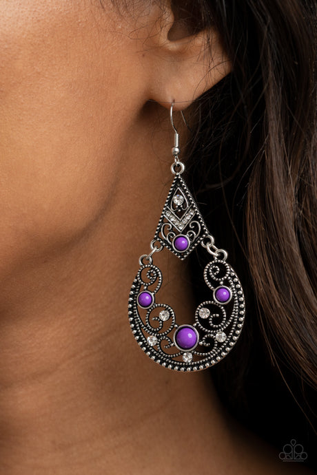Paparazzi ~ Bohemian Ball ~ Purple Earrings