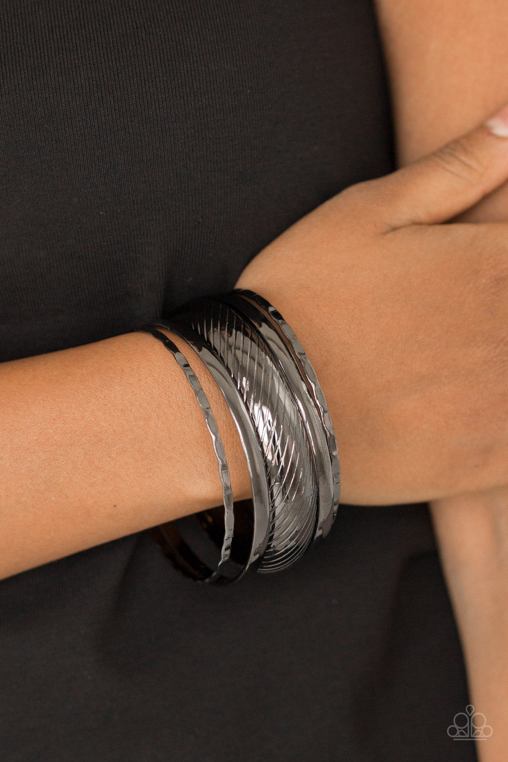 Paparazzi ~ Boss of Boho ~ Black/Gunmetal Bangle Bracelets