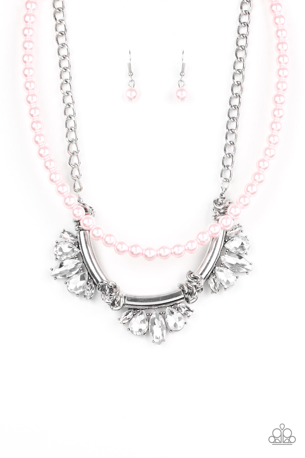 Paparazzi ~ Bow Before The Queen ~ Pink Pearl Necklace Set (Life of the Party Exclusive)
