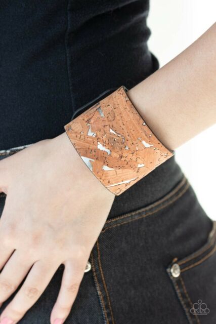 Paparazzi - Cork Congo - White Urban Bracelet - Klassy Jewelz Boutique