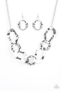 Paparazzi ~  Capital Contour ~ Silver Necklace Set