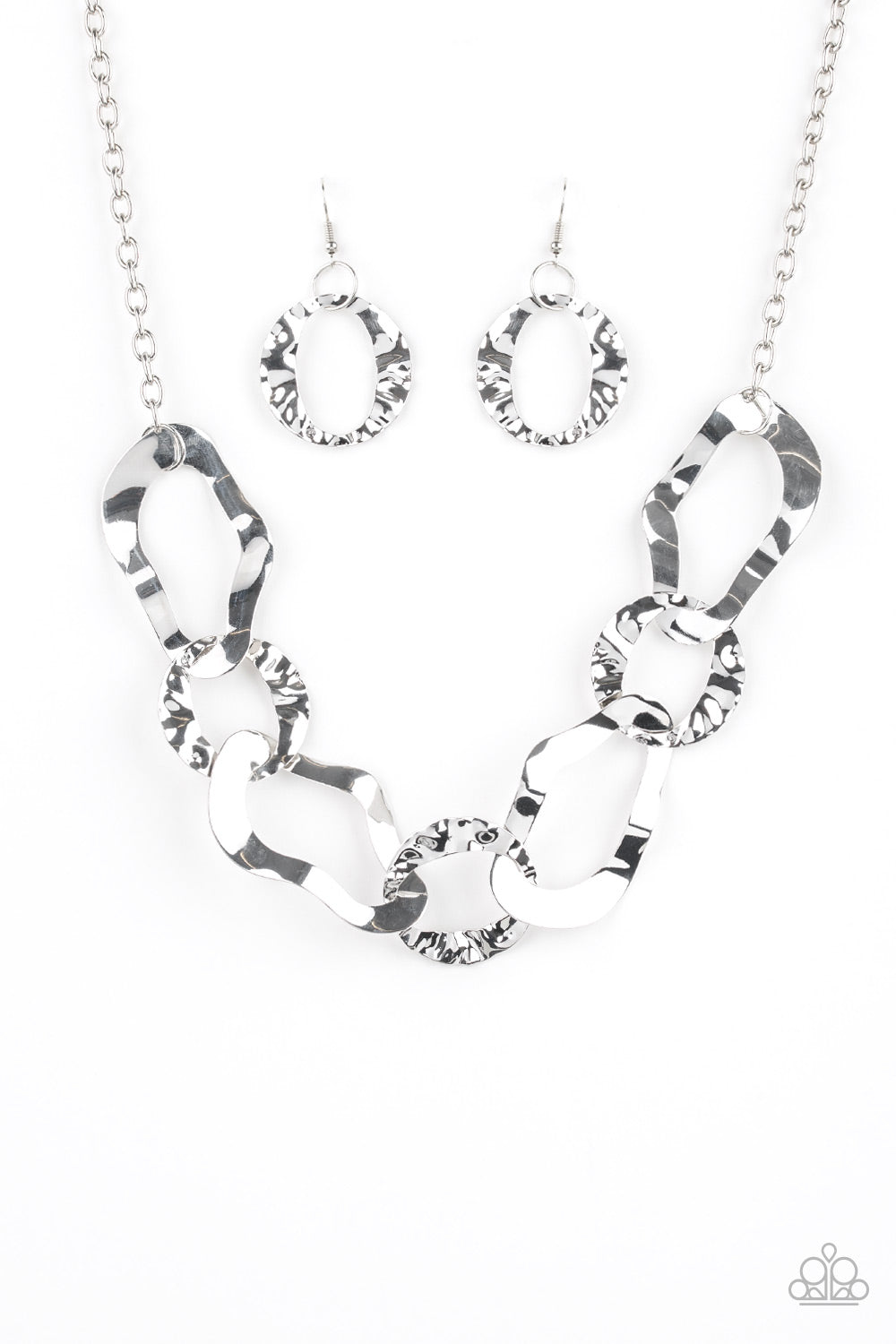 Paparazzi ~  Capital Contour ~ Silver Necklace Set