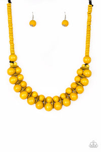 Paparazzi ~ Caribbean Cover Girl ~ Yellow Wooden Bead Necklace Set