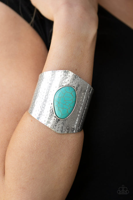 Paparazzi ~ Casual Canyoneer ~ Blue Turquoise Cuff Bracelet (Life of the Party Exclusive)