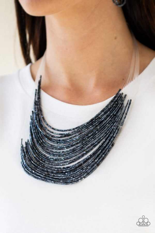 Paparazzi ~ Catwalk Queen ~ Blue Seed Bead Necklace Set