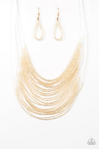Paparazzi ~ Catwalk Queen ~ Gold Seed Bead Necklace Set