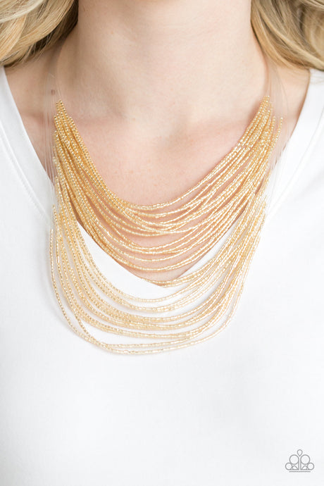Paparazzi ~ Catwalk Queen ~ Gold Seed Bead Necklace Set