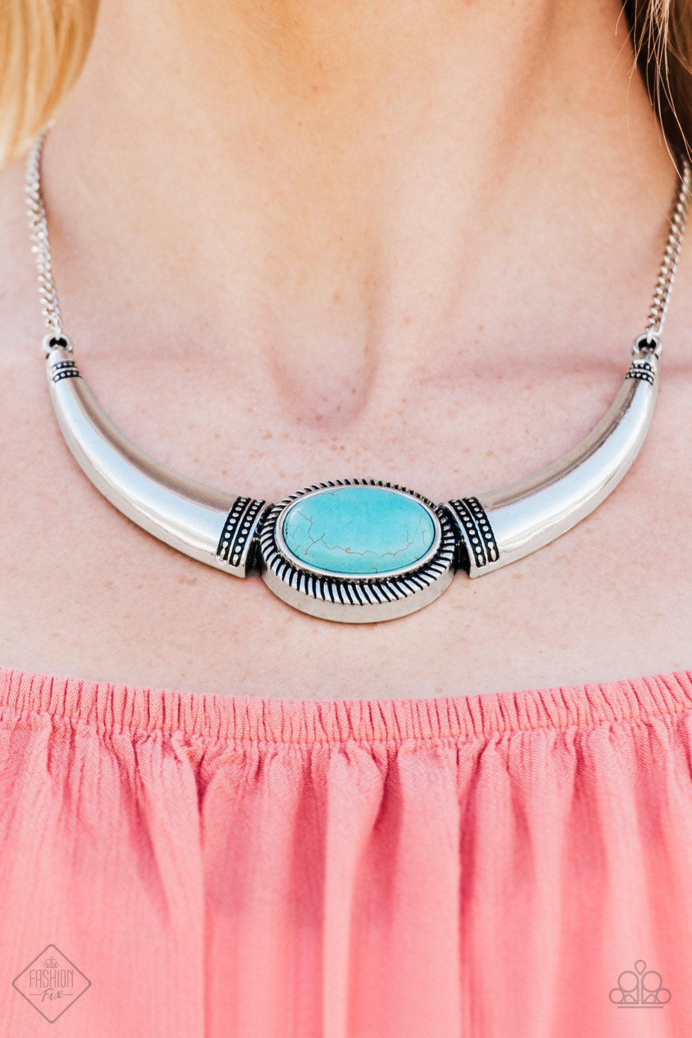 Paparazzi ~ Cause A Steer ~ Blue Turquoise Necklace Set (Fashion Fix Exclusive)