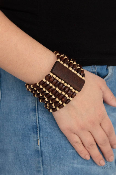 Paparazzi ~ Cayman Carnival ~ Brown Wooden Bracelet