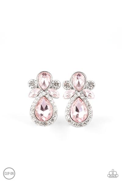 Paparazzi - Celebrity Crowd - Pink Clip On Earrings - Klassy Jewelz Boutique