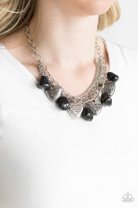 Paparazzi ~ Change Of Heart ~ Black Inspirational Necklace Set