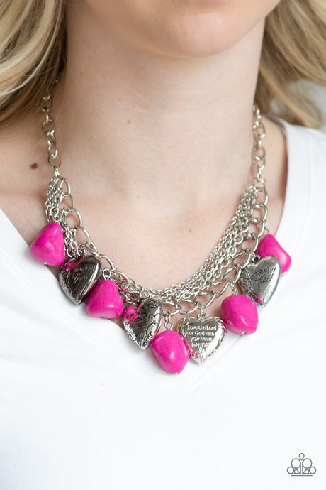 Paparazzi ~ Change Of Heart ~ Pink Inspirational Necklace Set