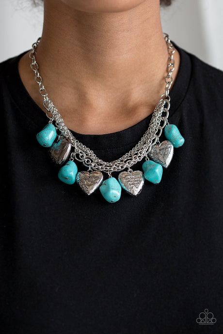 Paparazzi ~ Change Of Heart ~ Blue Turquoise  Inspirational Necklace Set