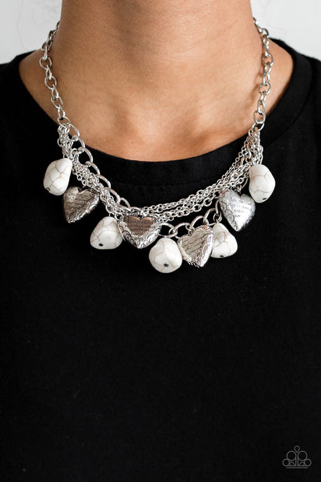 Paparazzi ~ Change of Heart ~ White Inspirational Necklace Set