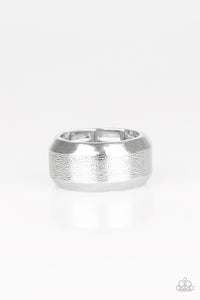 Paparazzi ~ Checkmate ~ Men's Silver Ring with Stretchy Band