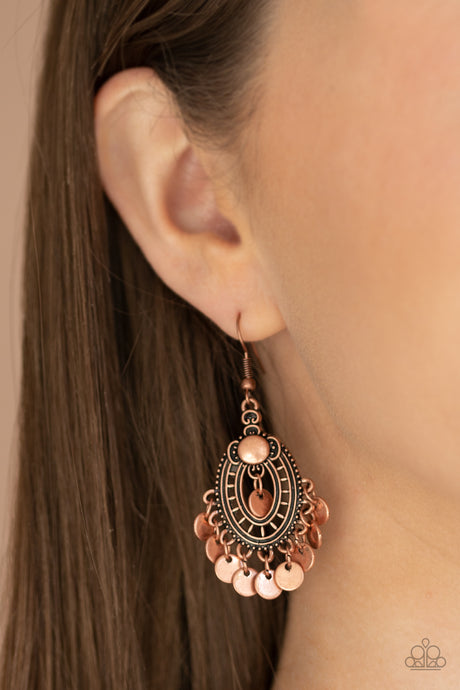 Paparazzi - Chime Chic - Copper Earrings