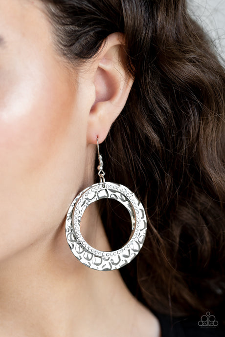 Paparazzi ~ Cinematic Shimmer ~ White Earrings (Life of the Party Exclusive)