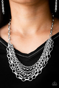 Paparazzi ~ Color Bomb ~ Silver Necklace Set