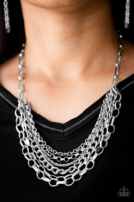 Paparazzi ~ Color Bomb ~ Silver Necklace Set