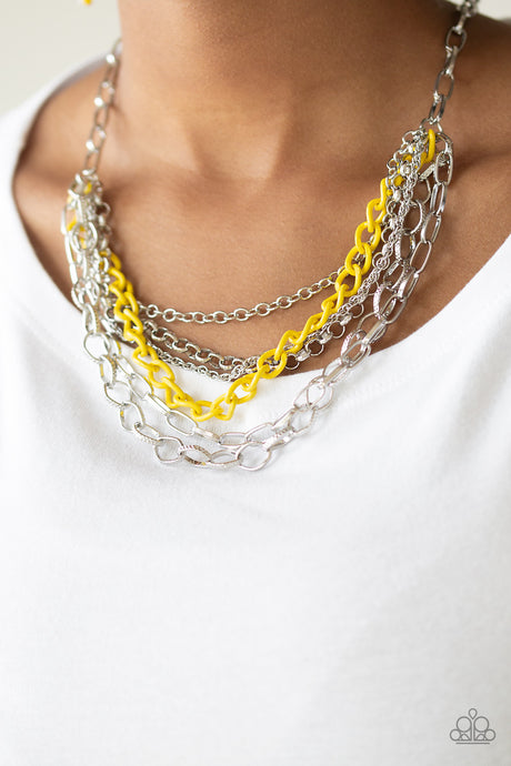 Paparazzi ~ Color Bomb ~ Yellow Necklace Set