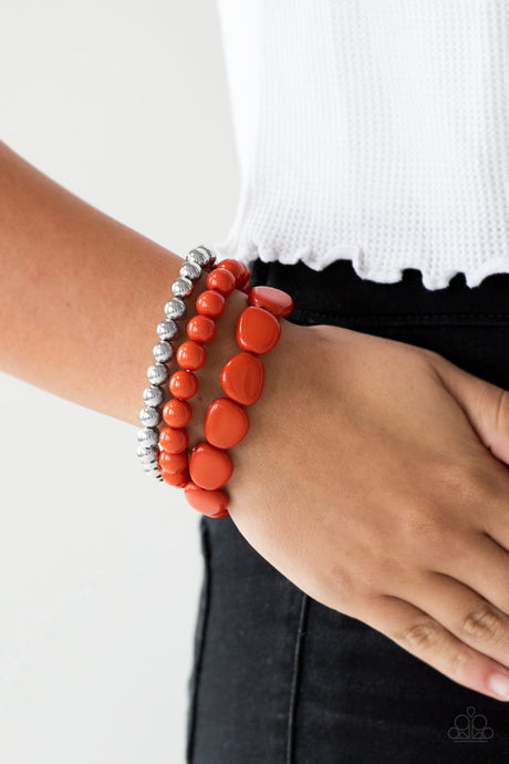 Paparazzi ~ Color Venture! ~ Orange Bracelet with Stretchy Bands