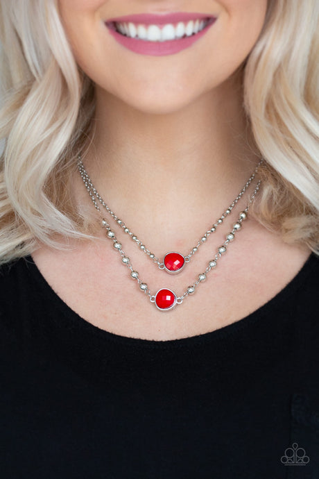 Paparazzi ~ Colorfully Charming ~ Red Necklace Set