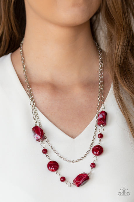 Paparazzi ~ Colorfully Cosmopolitan ~ Red Necklace Set