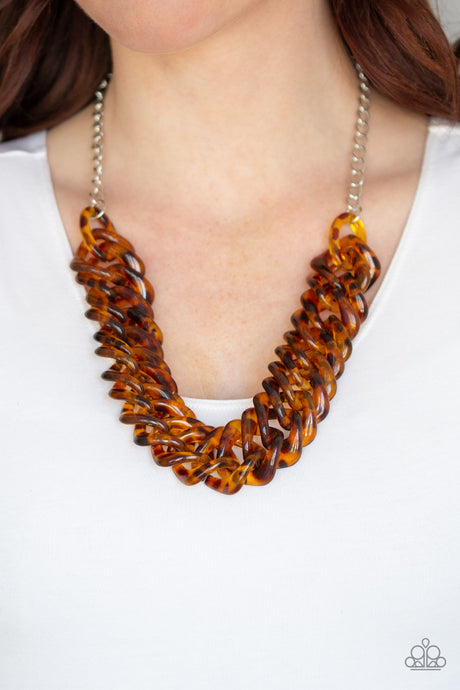Paparazzi ~ Comin In HAUTE ~ Brown Acrylic Necklace Set (Life of the Party Exclusive)