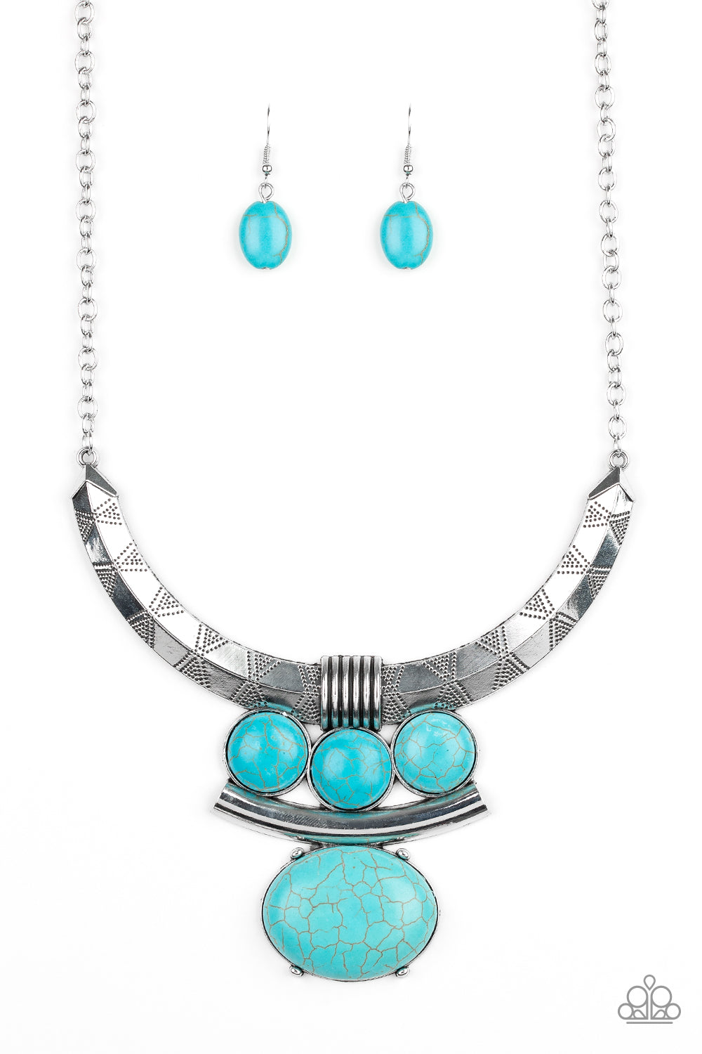 Paparazzi ~ Commander In CHIEFETTE ~ Blue Turquoise Necklace Set