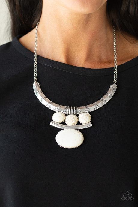 Paparazzi - Commander In CHIEFETTE - White Necklace Set