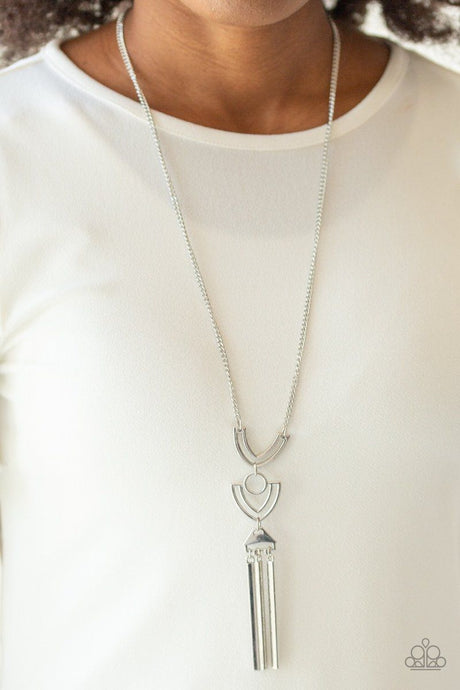 Paparazzi - Confidently Cleopatra - Silver Geometric Pendant Necklace - Klassy Jewelz Boutique