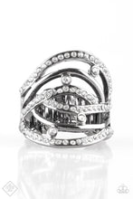 Load image into Gallery viewer, Paparazzi ~ Cosmic Compass ~ Black Ring with Stretchy Band (Fashion Fix Exclusive)