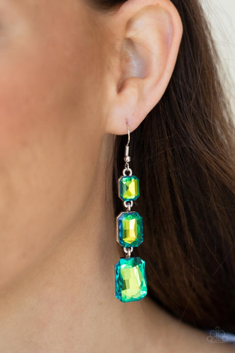 Paparazzi ~ Cosmic Red Carpet ~ Green Earrings