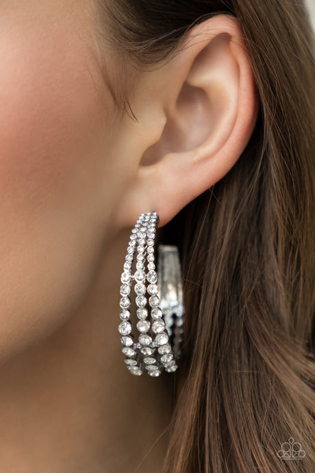Paparazzi ~ Cosmopolitan Cool ~ White Hoop Earrings